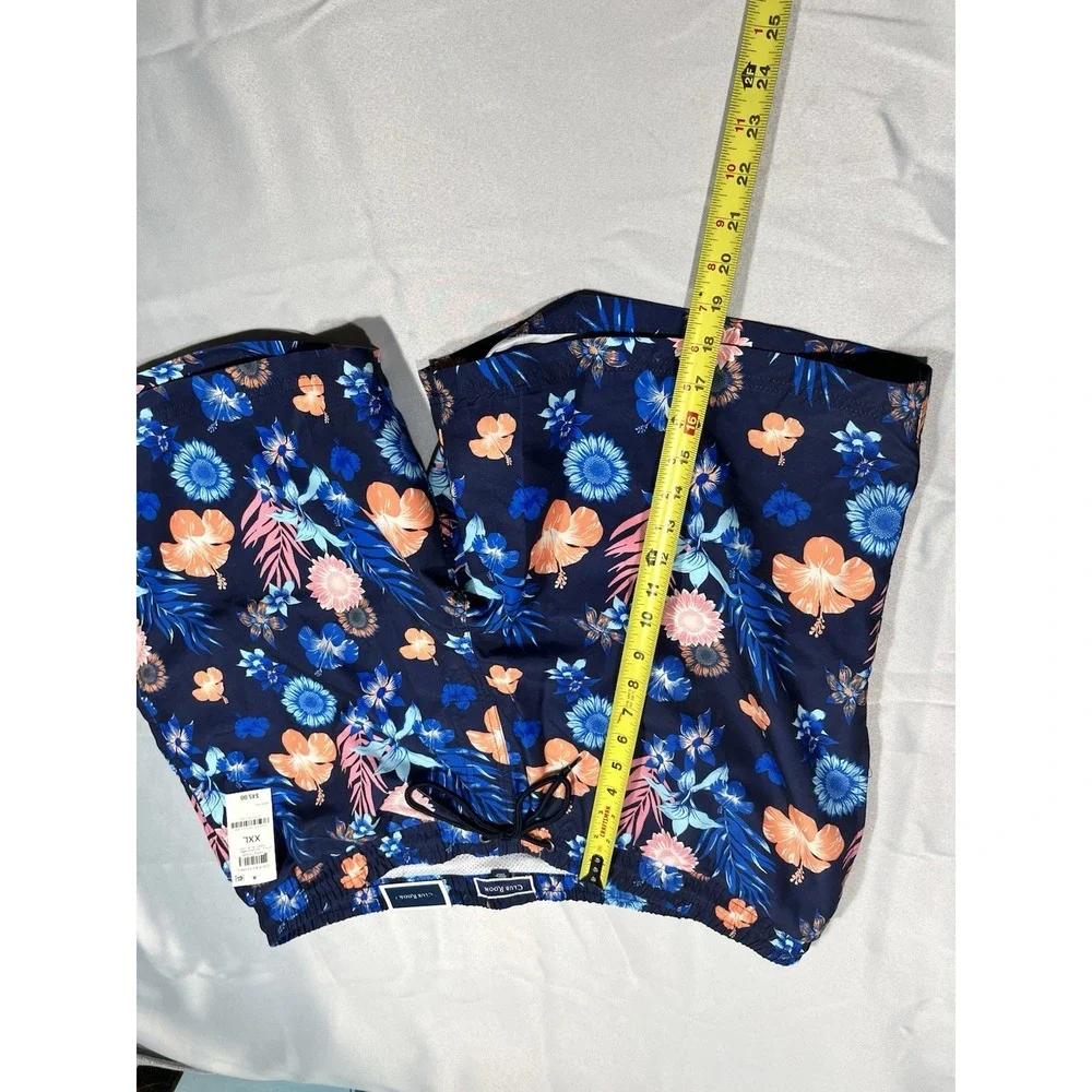 Clubroom Swimming Trunks, Quick Dry 7 Men's Blue With Flower Pattern Size XXL